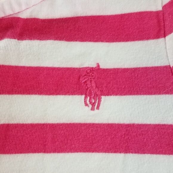 Ralph Lauren Pink Striped Eyelet Lace Trim Tee Dre - Picture 4 of 9